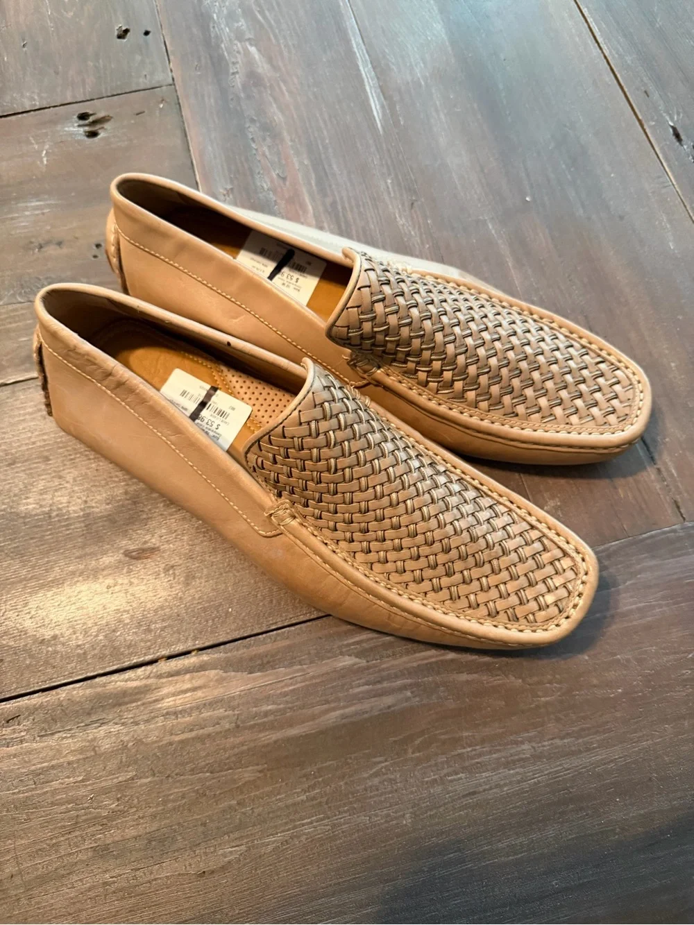 NEW Donald J. Pliner Damiano braided loafers leather saddle tan size 10 slip on